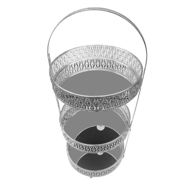 Engraved Deco Gift Basket Fruit Plate Nuts and Chocolates Serving Tray 3 Tier 25*60 cm