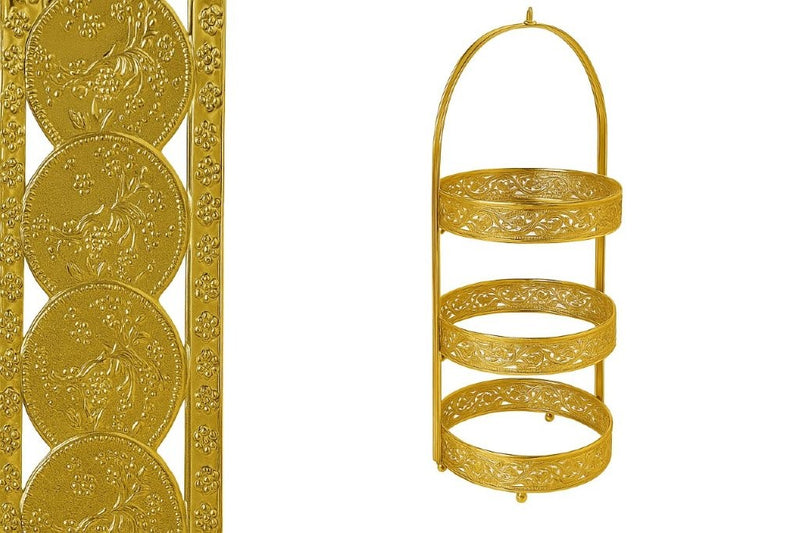 Engraved Deco Gift Basket Fruit Plate Nuts and Chocolates Serving Tray 3 Tier 25*60 cm