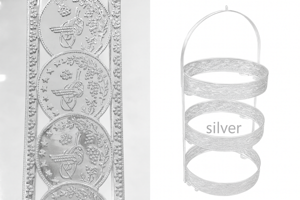 Engraved Deco Gift Basket Fruit Plate Nuts and Chocolates Serving Tray 3 Tier 25*60 cm