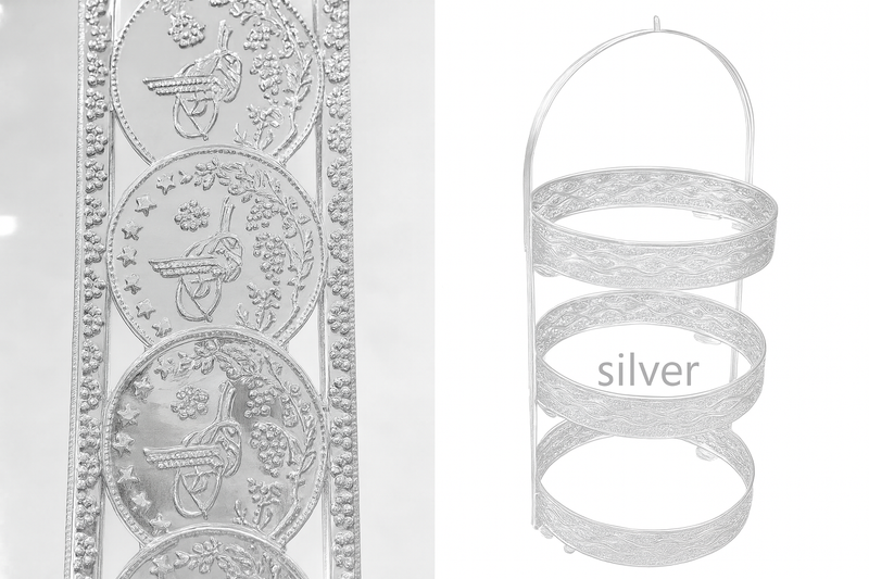 Engraved Deco Gift Basket Fruit Plate Nuts and Chocolates Serving Tray 3 Tier 25*60 cm