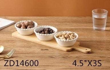 White Ceramic Dipping Bowl Set of 3 Pcs 4.5"