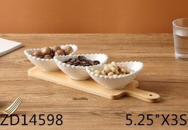 White Ceramic Dipping Bowl Set of 3 Pcs 4.5"