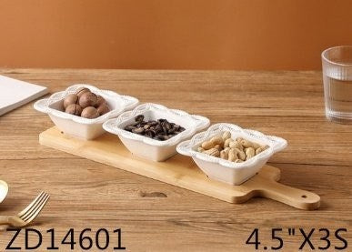 White Ceramic Dipping Bowl Set of 3 Pcs 4.5"