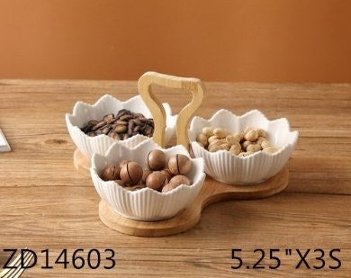 White Ceramic Dipping Bowl Set of 3 Pcs 5.25"