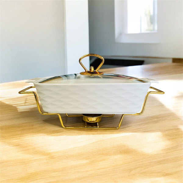 Ceramic Chafing Dish Food Warmer 10 Inch