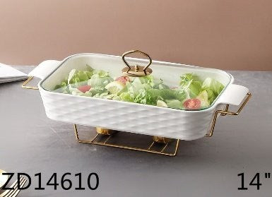 Ceramic Chafing Dish Food Warmer 14.5"  cm