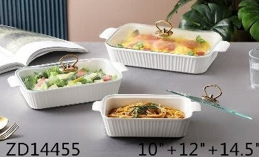 Ceramic Chafing Dish Food Warmer Set/3 PCs 10/12/14.5"