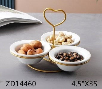 White Ceramic Dipping Bowl Set of 3 Pcs 4.5"
