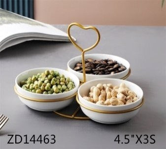 White Ceramic Dipping Bowl Set of 3 Pcs 4.5"