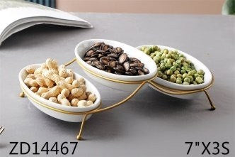 White Ceramic Nuts & Snack Bowl Set of 3 Pcs 7"
