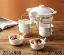 White Ceramic Tureen Bowl Set/16 Pcs