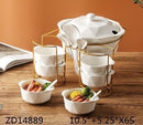 White Ceramic Tureen Bowl Set/16 Pcs