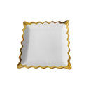 White Ceramic Gold Rim Tableware Rectangular Serving Dish Plate 25.5X25.5X3 cm
