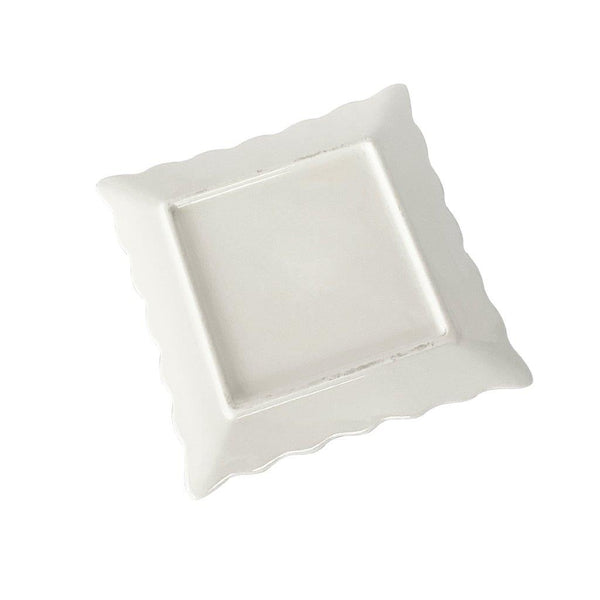 White Ceramic Gold Rim Tableware Rectangular Serving Dish Plate 15X15X2 cm