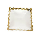 White Ceramic Gold Rim Tableware Rectangular Serving Dish Bowl 20.5X20.5X7.5 cm