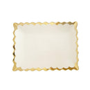 Rectangular Ceramic Plate Gold Rim Serving Dish 30.5X18.5X2.5 cm