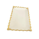 Rectangular Ceramic Plate Gold Rim Serving Dish 30.5X18.5X2.5 cm
