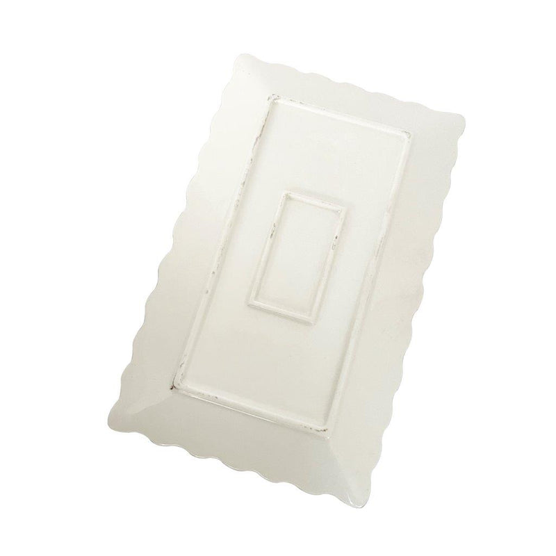 White Ceramic Gold Rim Tableware Rectangular Serving Dish Plate 25.5X15.5X2 cm