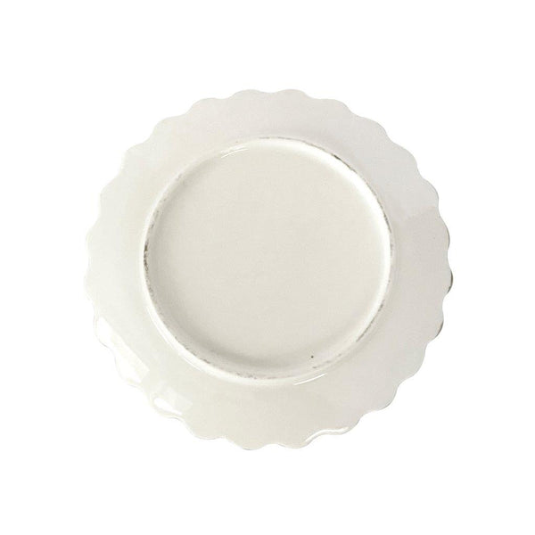 White Ceramic Gold Rim Tableware Round Serving Dish Plate 15X15X2 cm