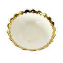 White Ceramic Gold Rim Tableware Round Serving Dish Bowl 16X16X6.5 cm
