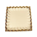 White Ceramic Gold Rim Tableware Rectangular Serving Dish Plate 20.5*20.5*2.5 cm