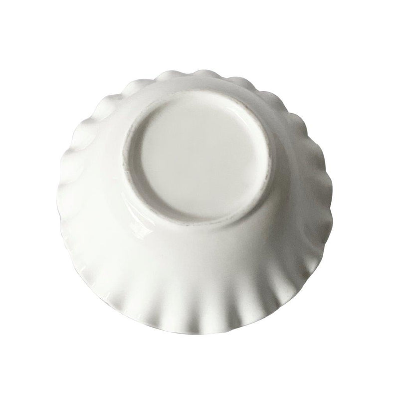 White Ceramic Gold Rim Tableware Round Serving Dish Bowl 15.5*15.5*6.5 cm