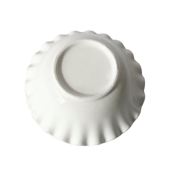 White Ceramic Gold Rim Tableware Round Serving Dish Bowl 15.5*15.5*6.5 cm