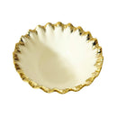 White Ceramic Gold Rim Tableware Round Serving Dish Bowl 15.5*15.5*6.5 cm