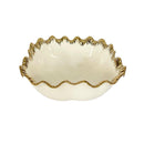 White Ceramic Gold Rim Tableware Oval Serving Dish Bowl 26*26*10.5 cm