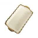 White Ceramic Gold Rim Tableware Rectangular Serving Dish Plate 33*19.5*5.4 cm