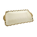 White Ceramic Gold Rim Tableware Rectangular Serving Dish Plate 33*19.5*5.4 cm