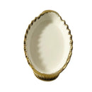 White Ceramic Gold Rim Tableware Oval Serving Dish Plate 27.5*17*4.8 cm