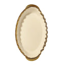 White Ceramic Gold Rim Tableware Oval Serving Dish Plate 33.5*20.5*5.5 cm