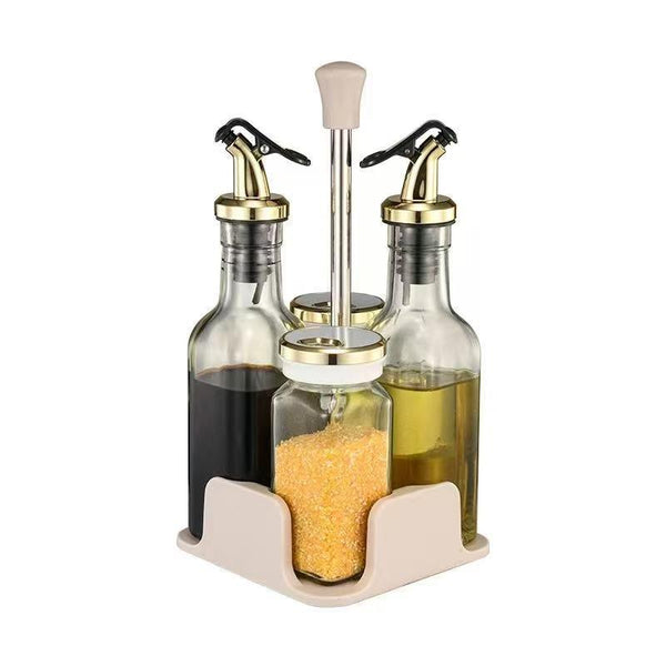 Gold and Transparent Spice Rack and Seasoning Jar Set of 4 Pcs 100 ml/150 ml