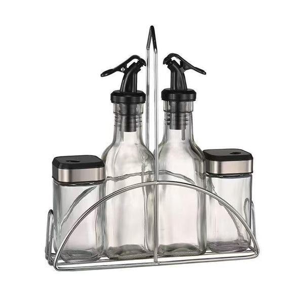 Silver and Transparent Spice Rack and Seasoning Jar Set of 4 Pcs 100 ml/150 ml