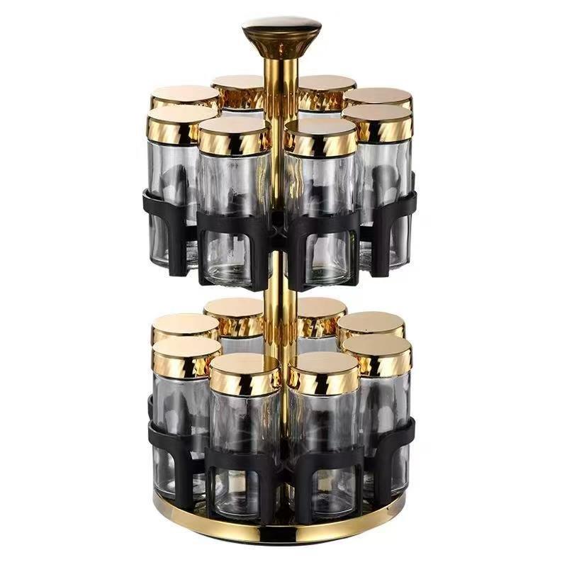 Revolving Spice Rack Spice and Herb Carousel Set of 16 Pcs 90 ml