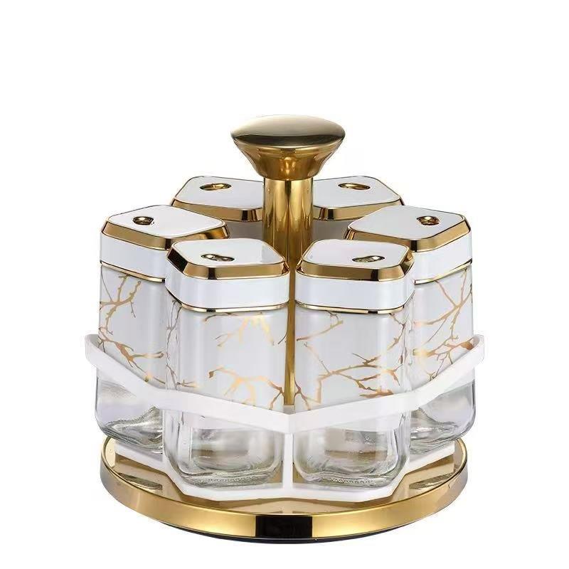 Revolving Spice Rack Spice and Herb Carousel Set of 6 Pcs 100 ml
