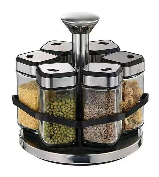 Revolving Spice Rack Spice and Herb Carousel Set of 6 Pcs 100 ml