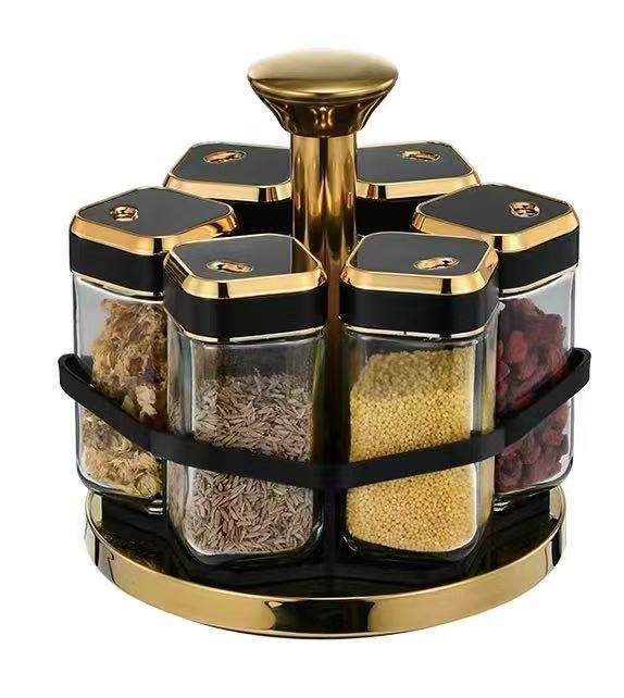 Revolving Spice Rack Spice and Herb Carousel Set of 6 Pcs 100 ml