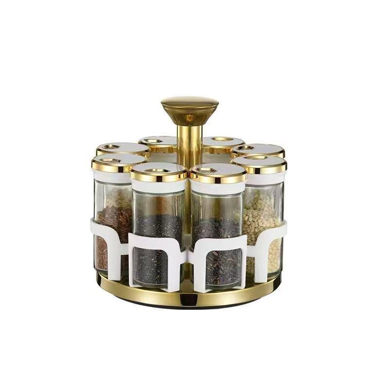 Revolving Spice Rack Spice and Herb Carousel Set of 8 Pcs 100 ml