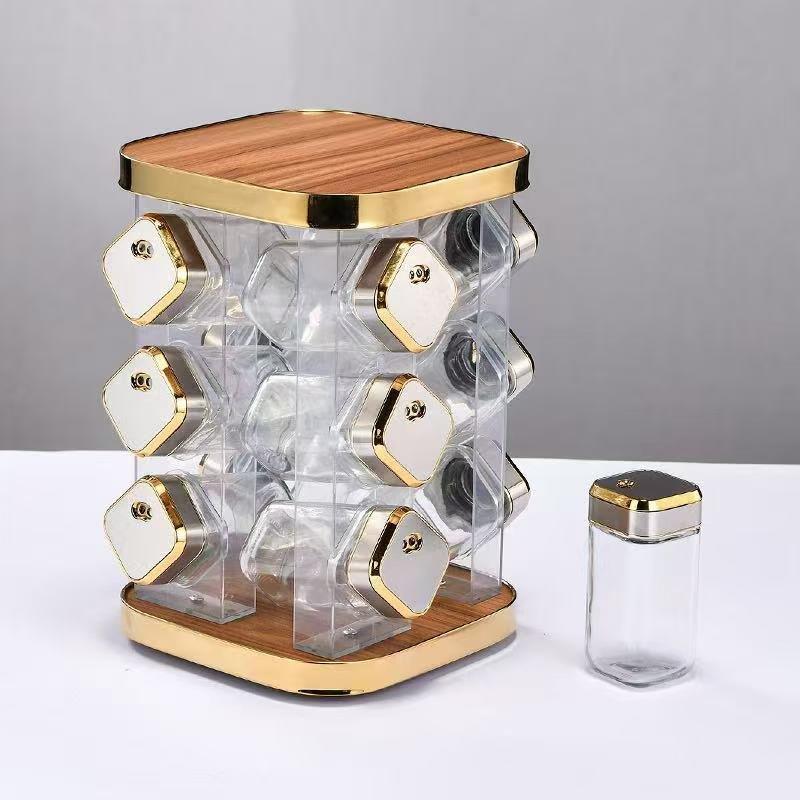 Revolving Spice Rack Spice and Herb Carousel Set of 12 Pcs 100 ml