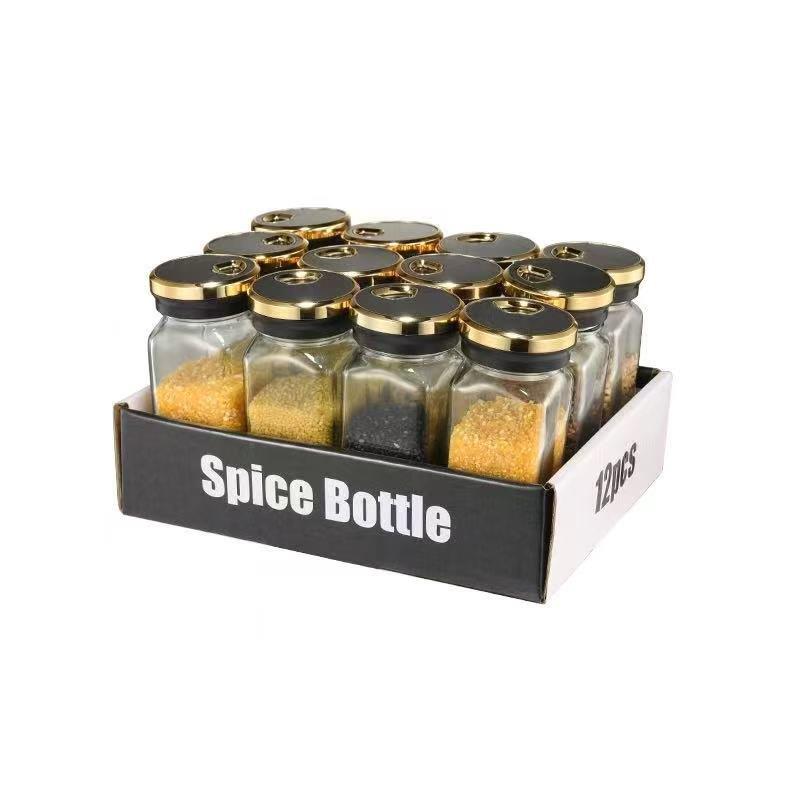Gold and Transparent Spice Rack and Seasoning Jar 1Pcs 90 ml