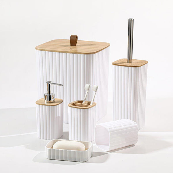 Complete Bathroom Accessories Soap Dispenser Toothbrush Holder Set of 6 Pcs**