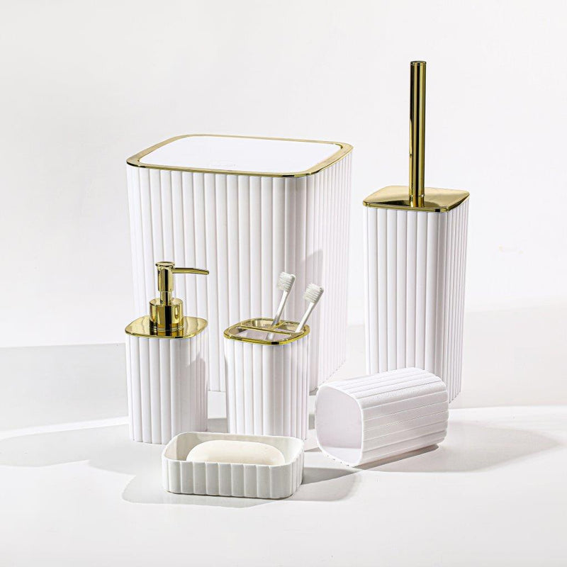 Complete Bathroom Accessories Soap Dispenser Toothbrush Holder Set of 6 Pcs**
