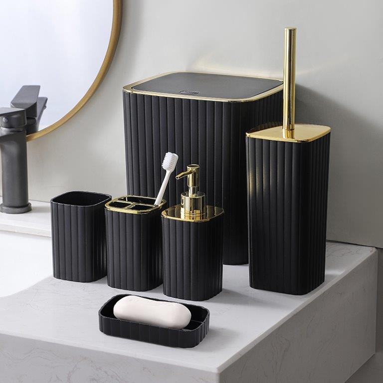 Complete Bathroom Accessories Soap Dispenser Toothbrush Holder Set of 6 Pcs**