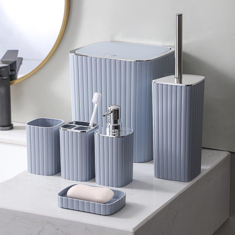 Complete Bathroom Accessories Soap Dispenser Toothbrush Holder Set of 6 Pcs**