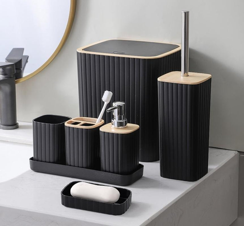 Complete Bathroom Accessories Soap Dispenser Toothbrush Holder Set of 6 Pcs**
