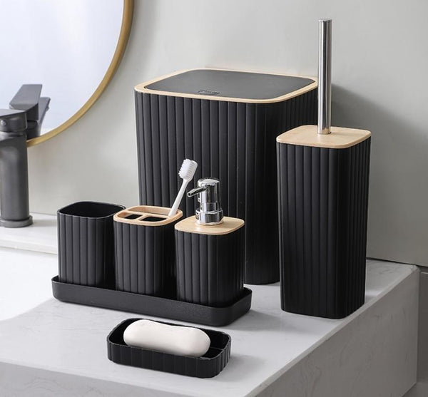 Complete Bathroom Accessories Soap Dispenser Toothbrush Holder Set of 6 Pcs**