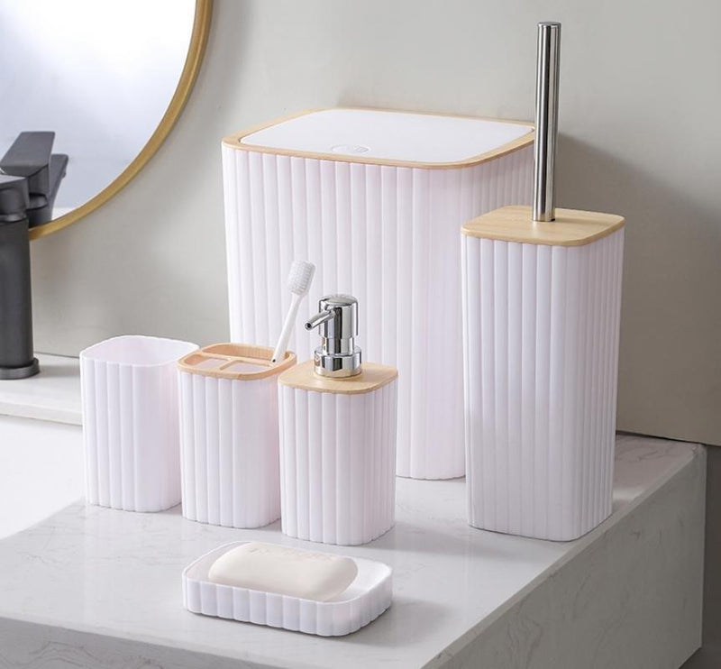 Complete Bathroom Accessories Soap Dispenser Toothbrush Holder Set of 6 Pcs**