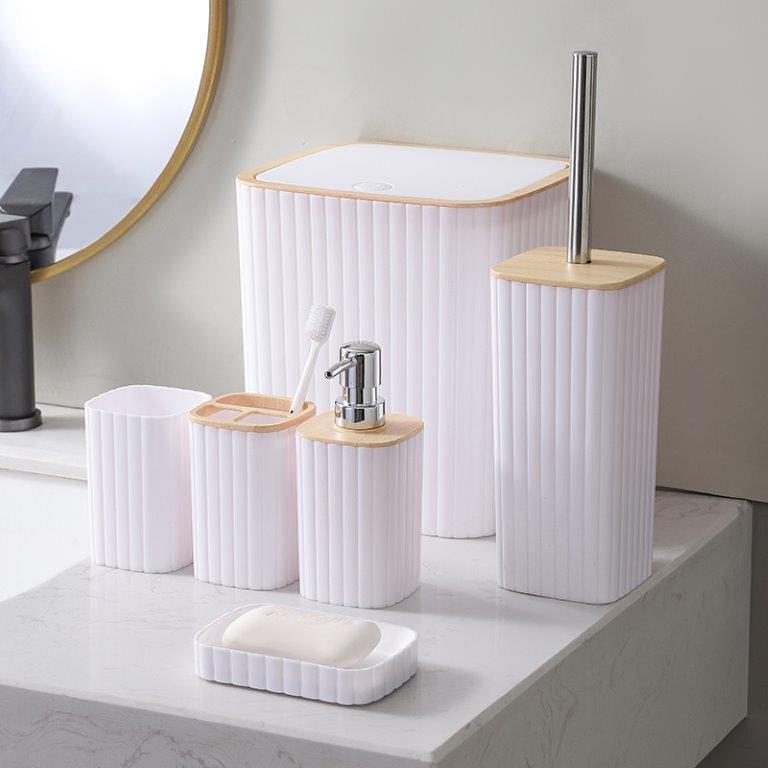Complete Bathroom Accessories Soap Dispenser Toothbrush Holder Set of 6 Pcs**